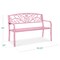 Best Choice Products Outdoor Steel Bench Garden Patio Porch Furniture w/ Floral Design Backrest